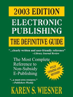 cover image of Electronic Publishing, The Definitive Guide, 2003 Edition